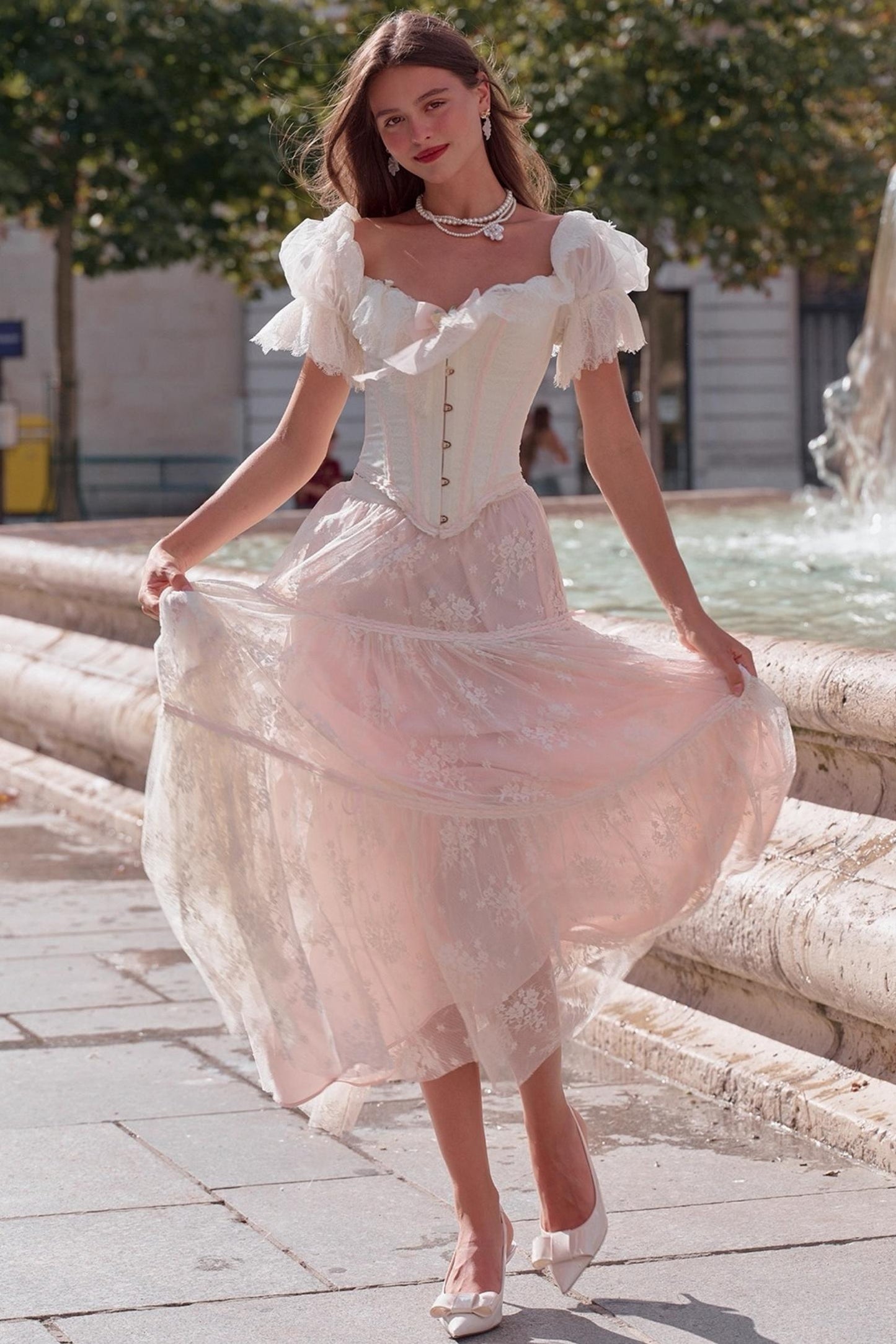 Morning Dew Lace Skirt Set-Up