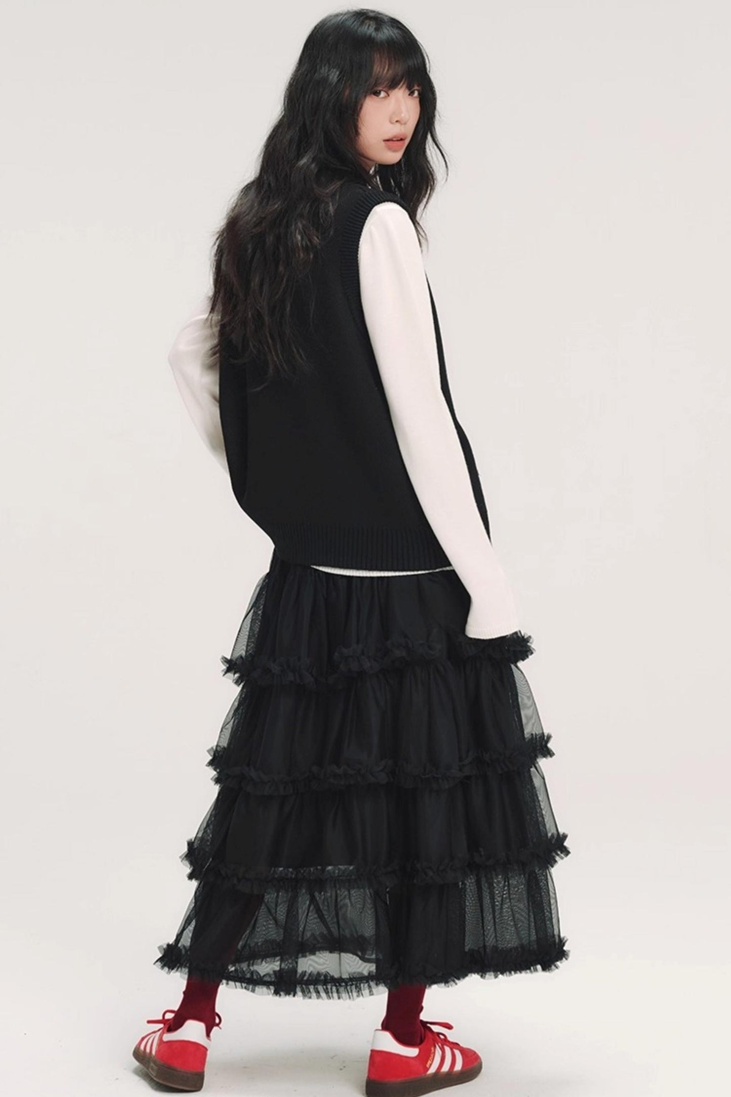 3D Embroidery Ruffled Skirt