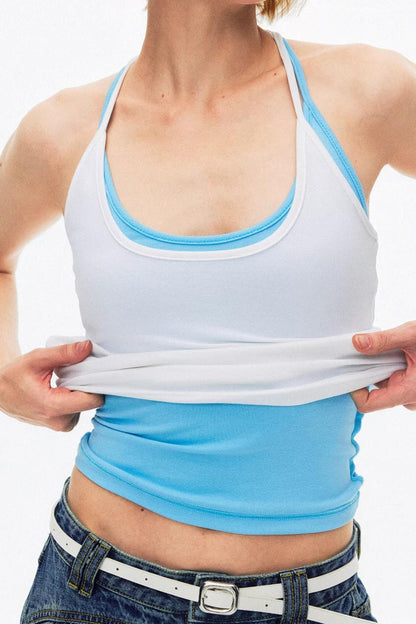 Ribbed Elastic Cotton Tank Top