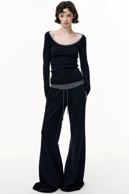 Flared Cotton Wide-Waisted Sweatpants