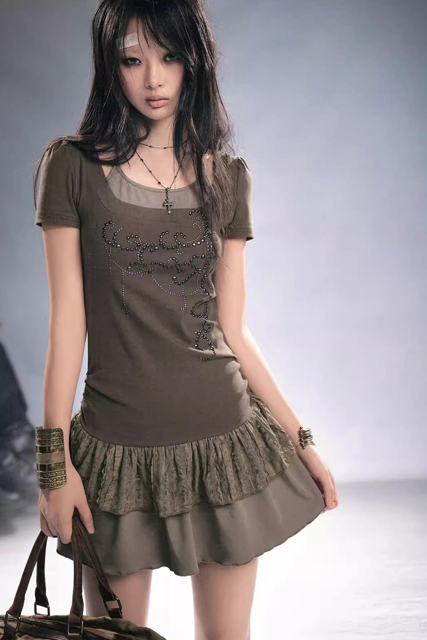 Dreamcore Spitzen-Patchwork-Kleid