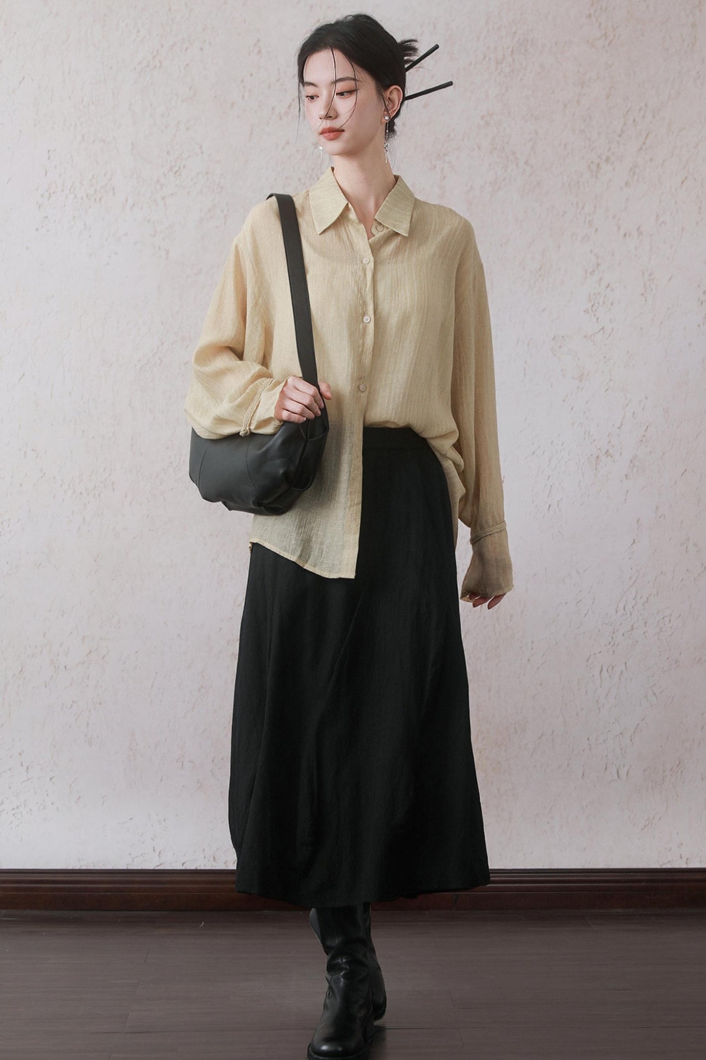 Sun-Protective Yellow Striped Shirt