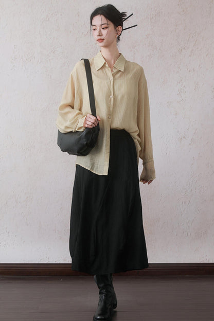 Sun-Protective Yellow Striped Shirt