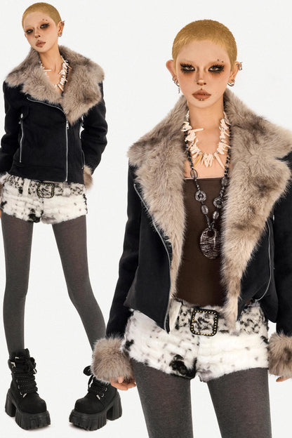 Retro Fur-Lined Quilted Jacket