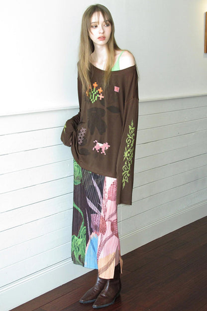 Vintage Mosaic Slanted Shoulder T-Shirt