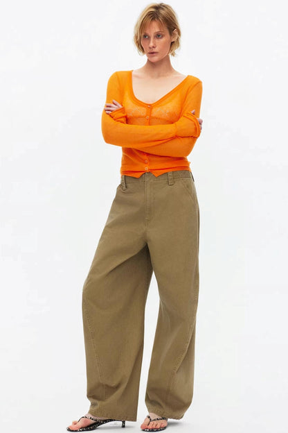 Silk Wool Hollow-Out Cardigan Top