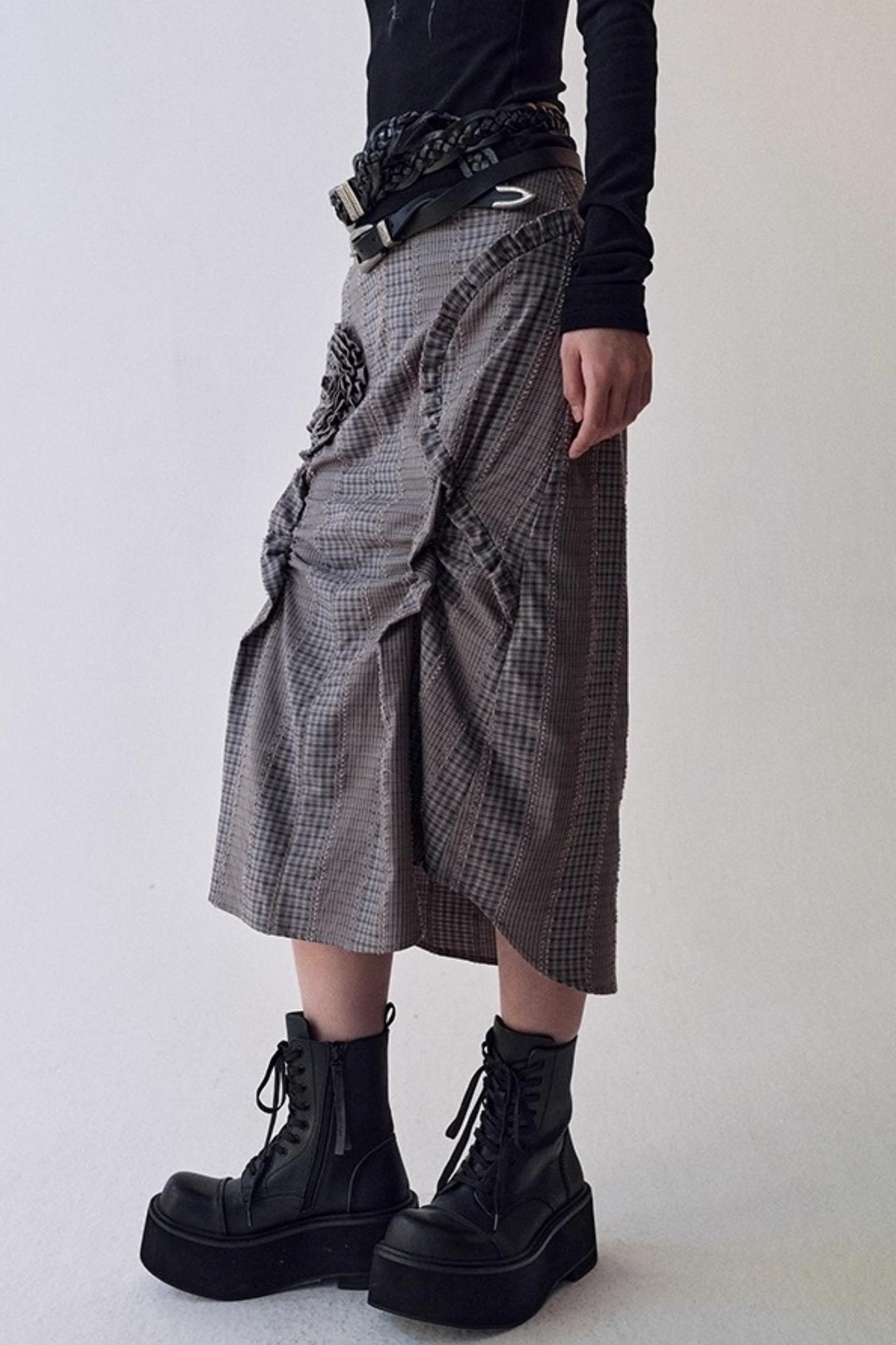 Petal Plaid Flower Shirt Set-Up