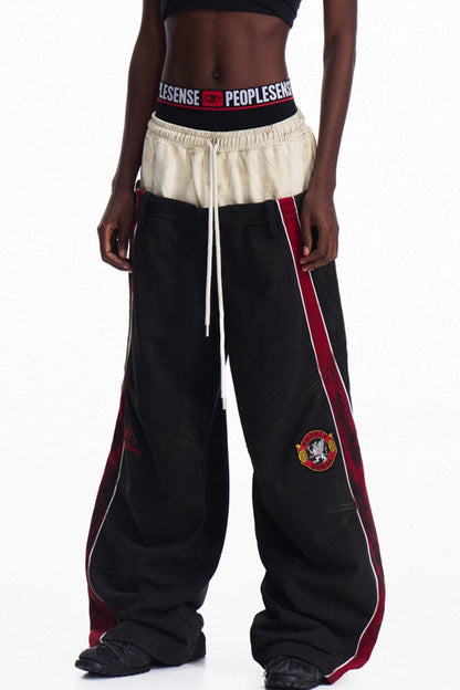 Racing Contrast Wide-Leg Trousers