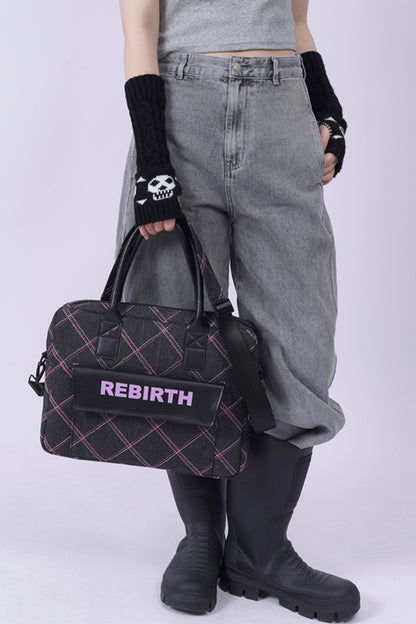 Plaid Denim Laptop Bag