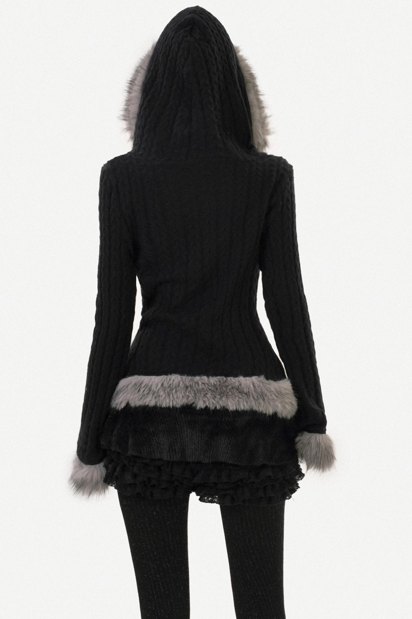 Retro Knit Fur Collar Jacket