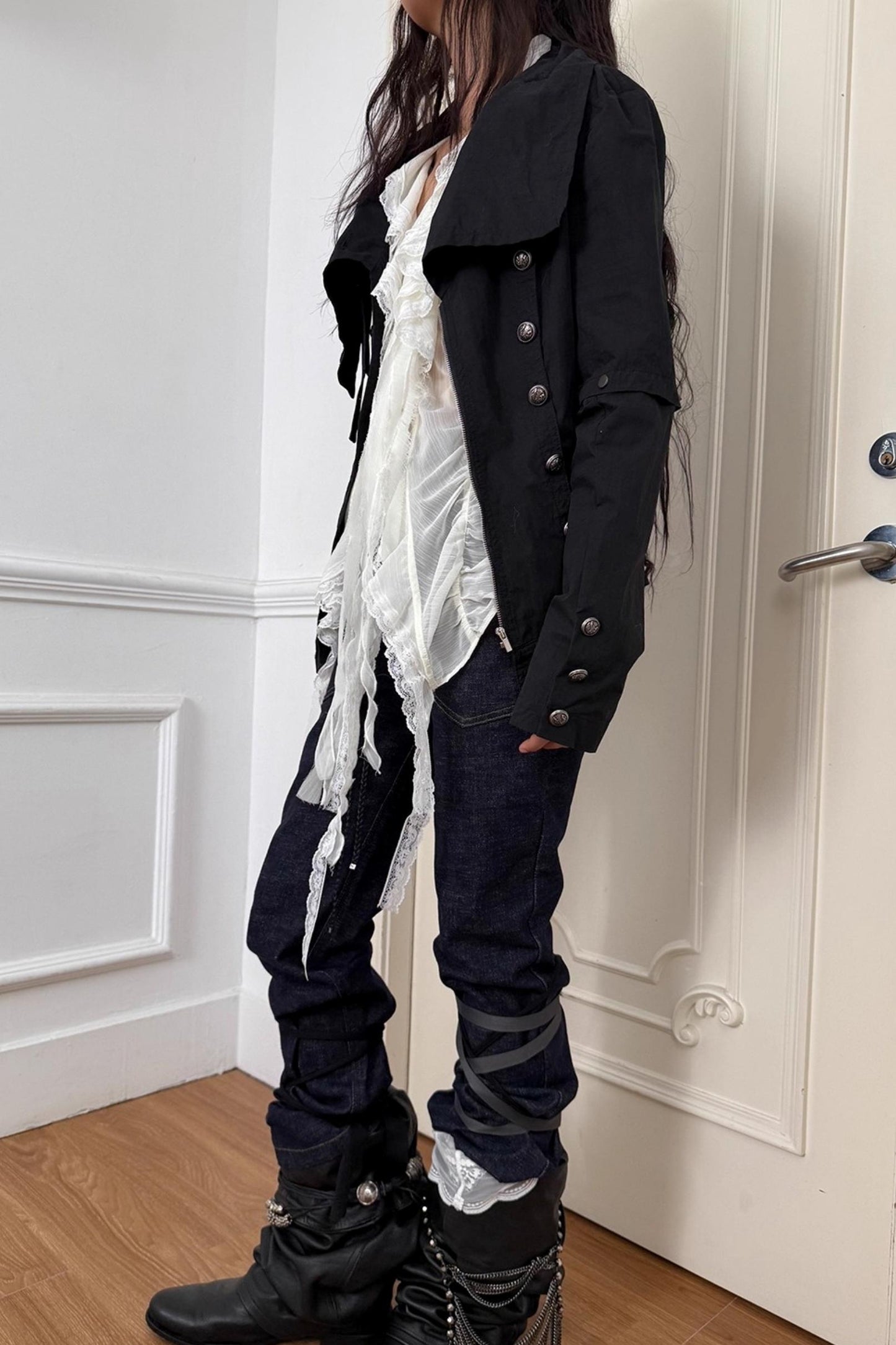 Ruffled Chiffon Yarn Shirt