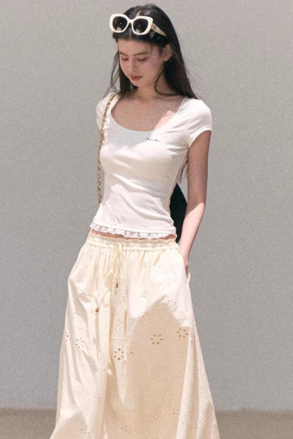 Lace Bohemian Short-Sleeve T-Shirt