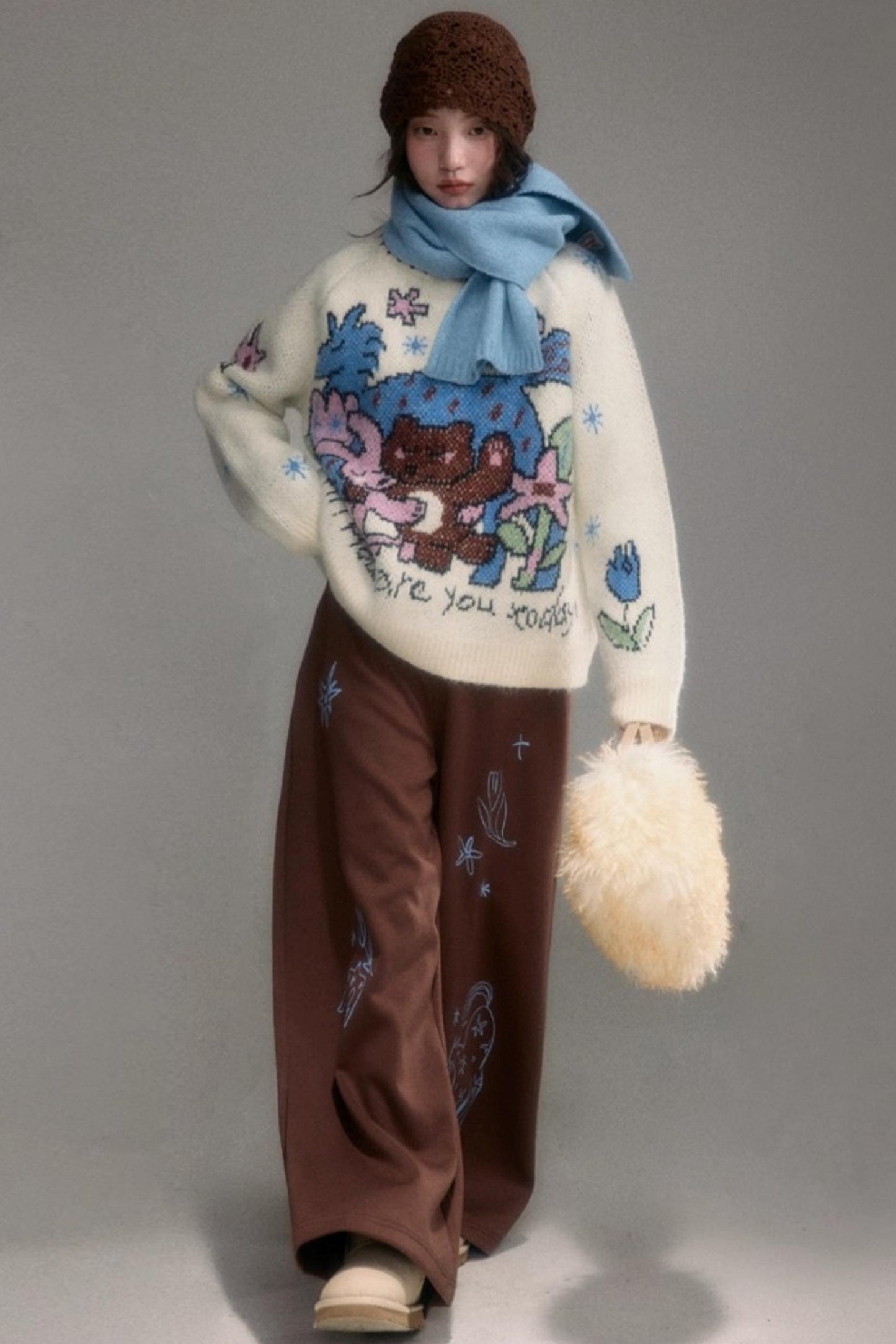 Plush Animal Jacquard Sweater