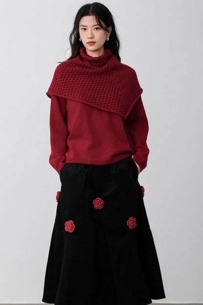 Berry Red Knitted Vest Sweater