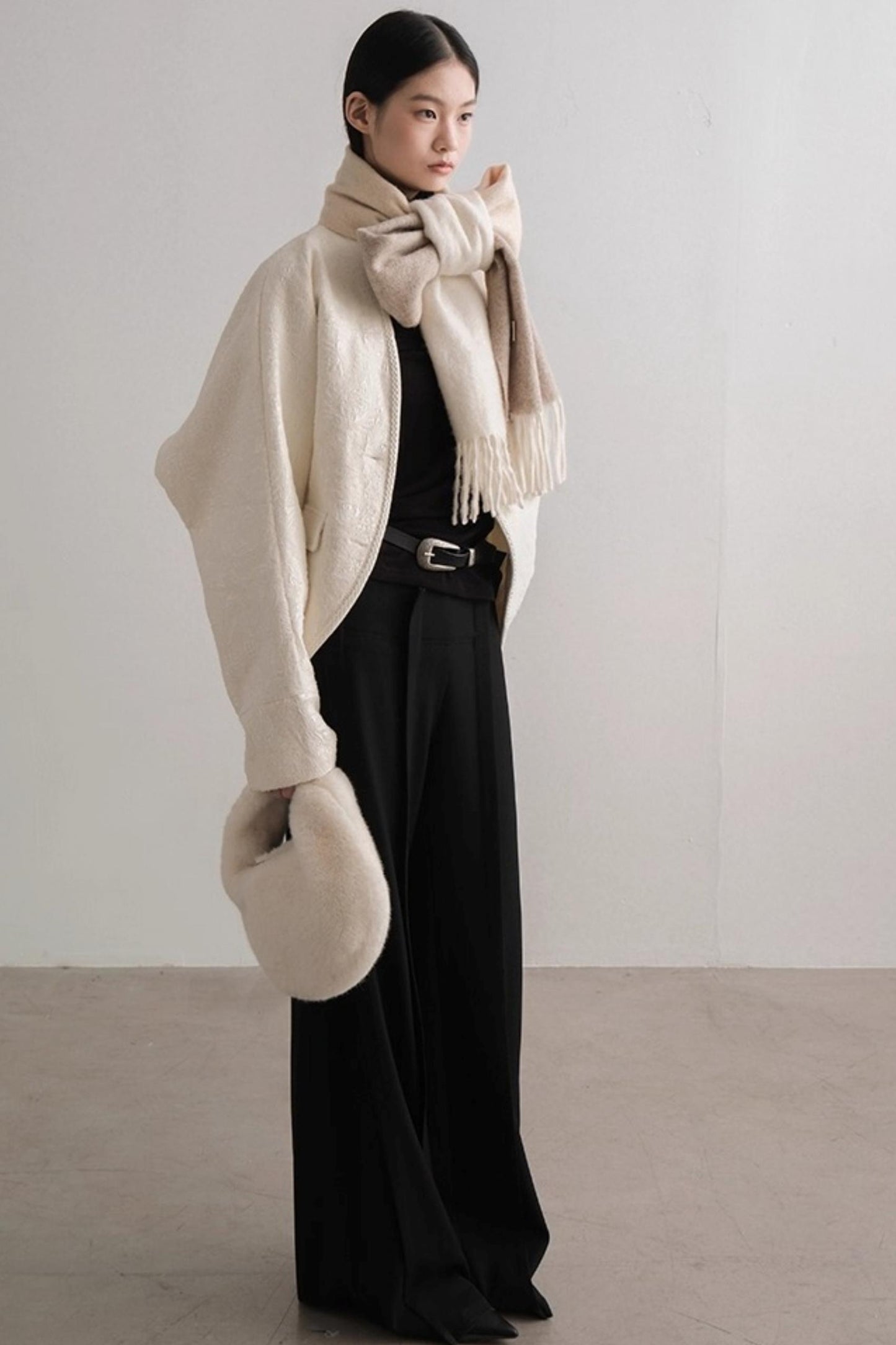 Shadow Pleats Wide-Leg Pants