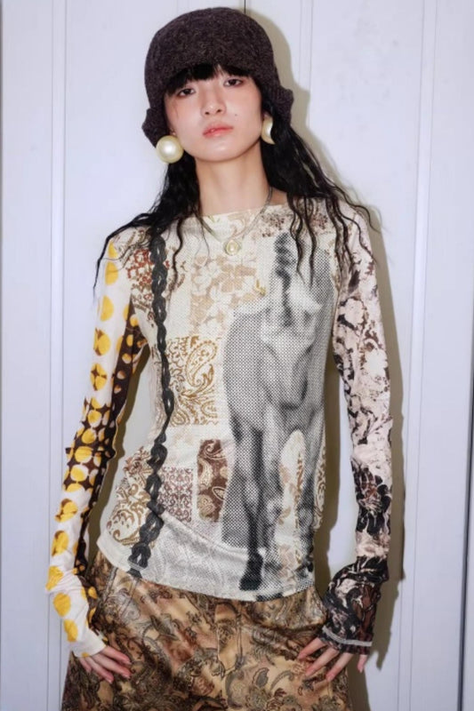 Autumn Niche Printed Sleeve Top