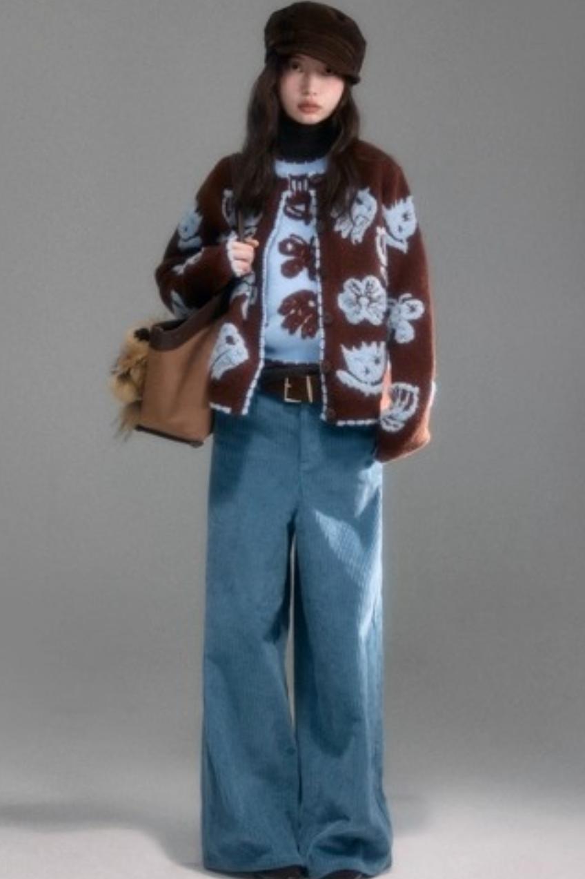 Velvet Jacquard Cardigan Set-Up