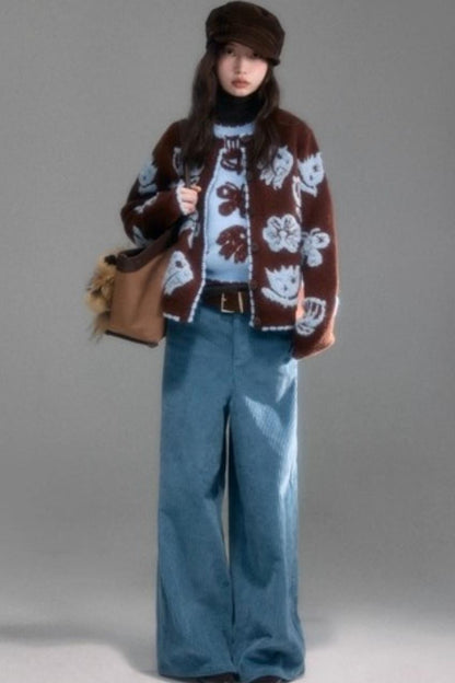 Velvet Jacquard Cardigan Set-Up