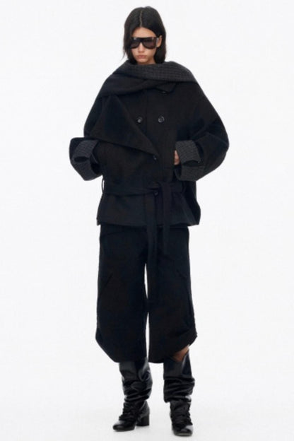 Lapel Asymmetrical Wool Coat Set-Up