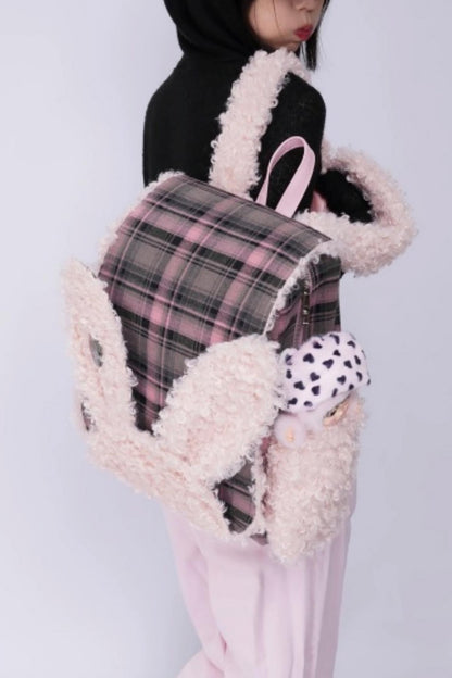 Furry Rabbit Ear Backpack