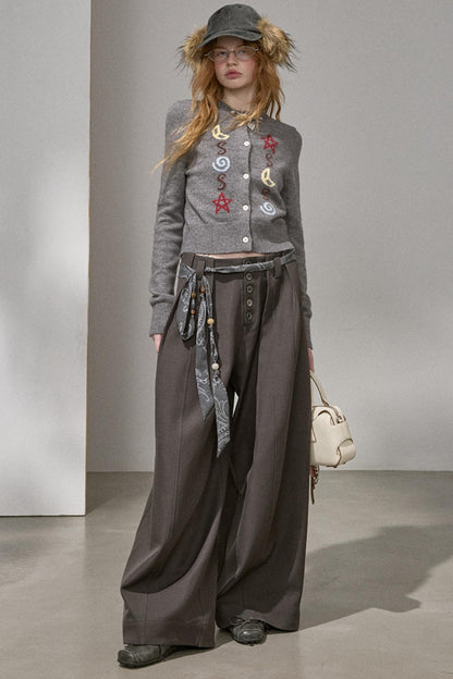 Button Pleated Cargo Pants