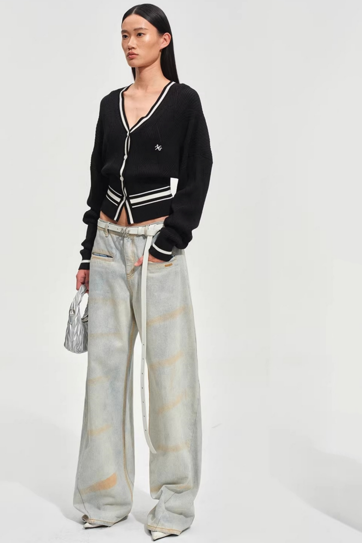 Tencel Wool Striped Cardigan