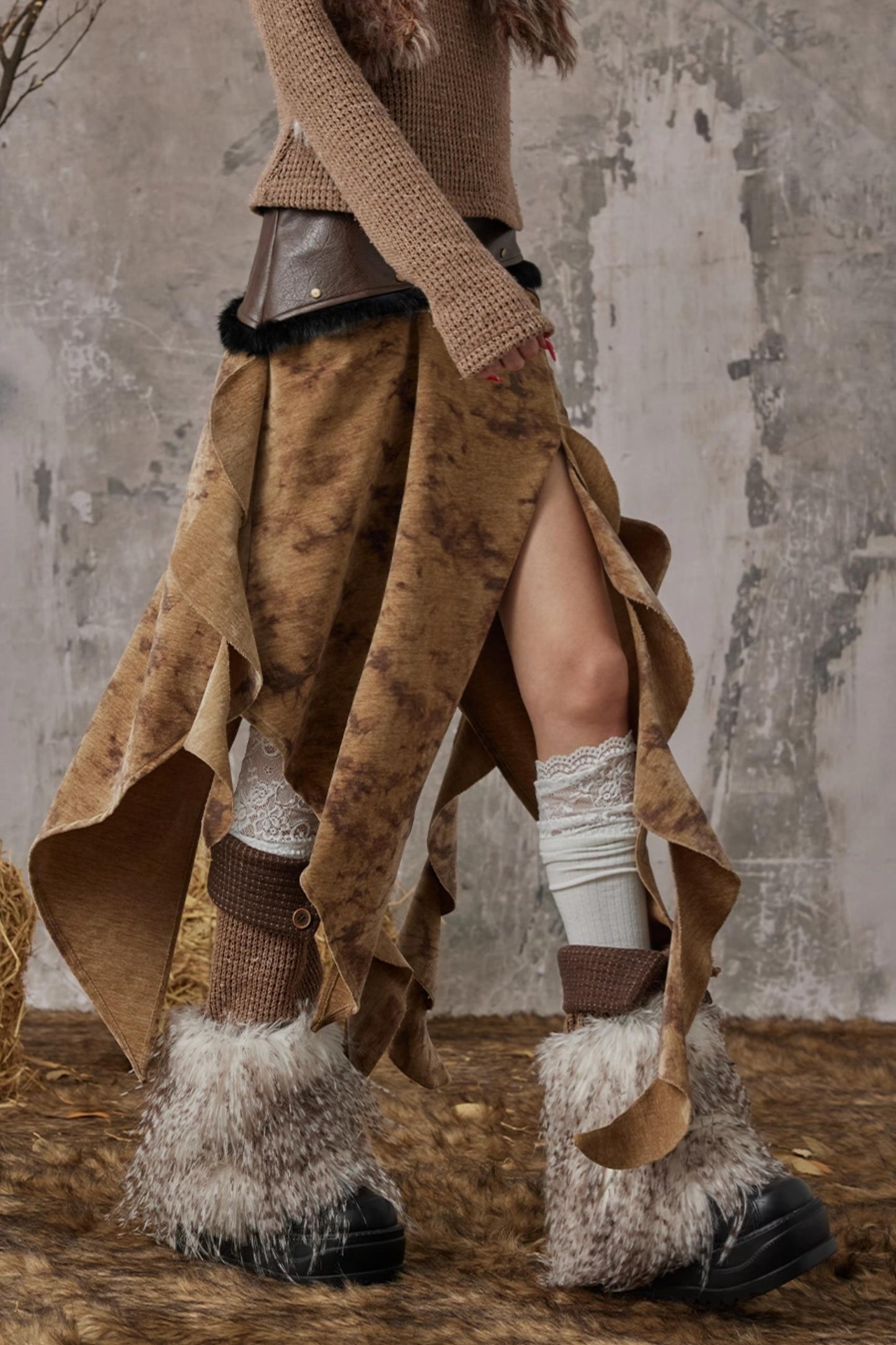 Wandering Style Retro Rivets Skirt