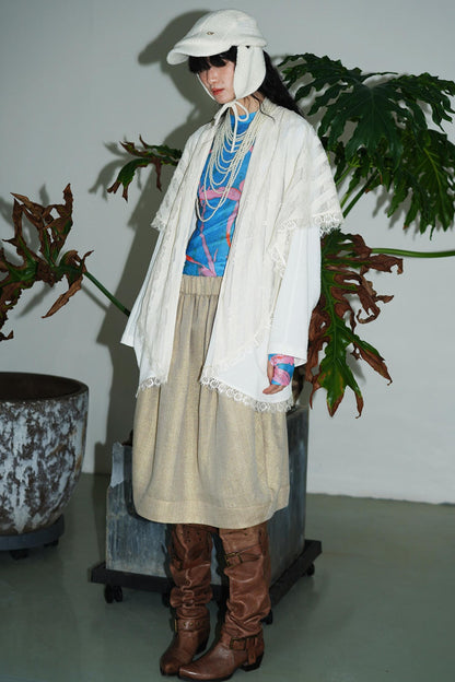 Vintage Paneled Lace Cropped Cardigan Coat