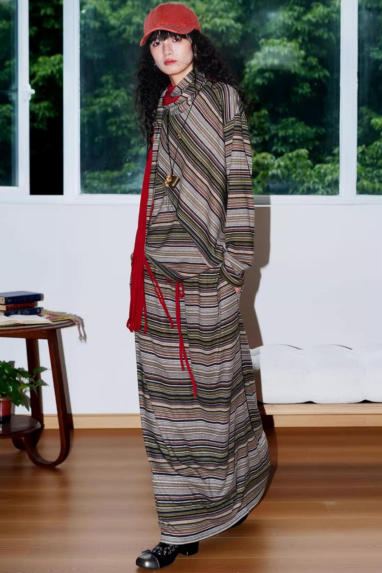 Striped Brushed Long-Sleeved Top