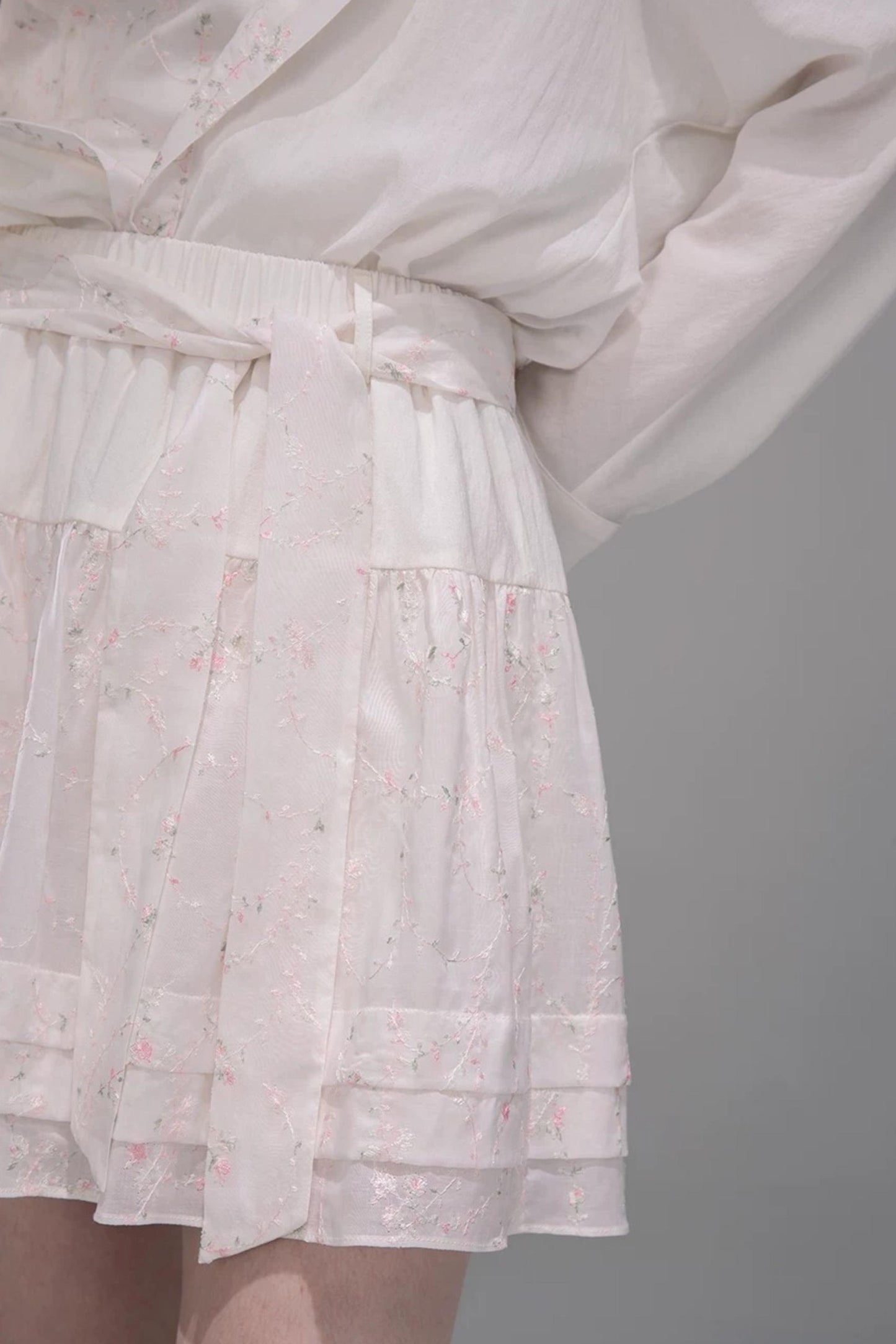 Lyocell Embroidered Batwing Blouse Set-Up