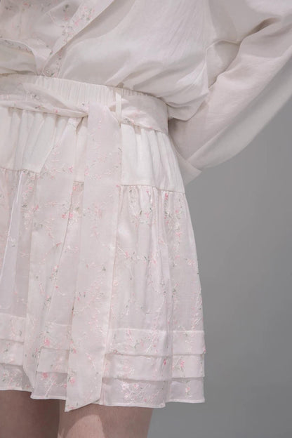 Lyocell Embroidered Batwing Blouse Set-Up