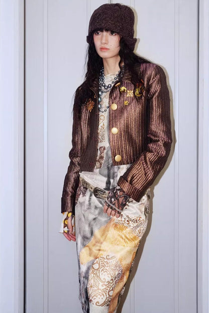Gold Silk Glitter Jacket