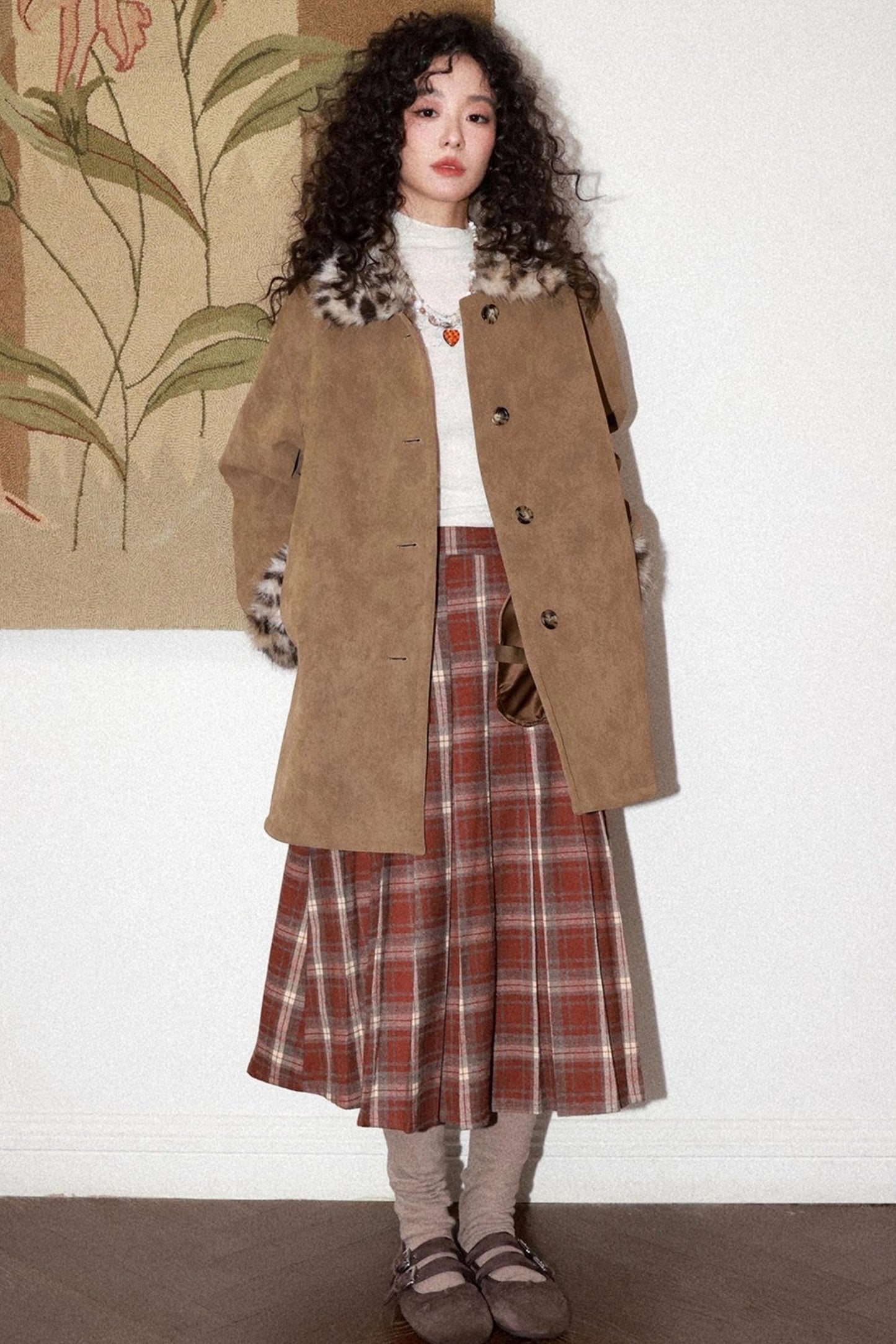 Earl Red Plaid Pleated Skirt Set-Up