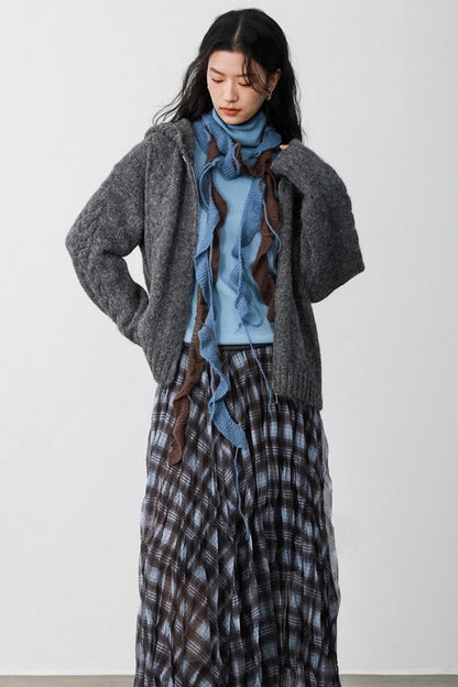 Fog Gray Fur Collar Hooded Jacket