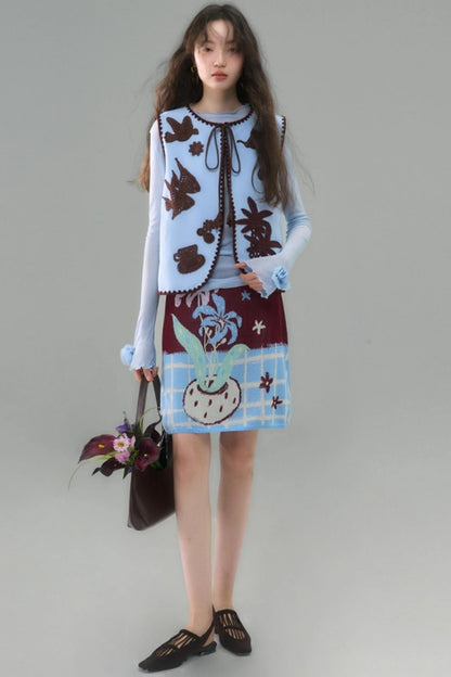 Original Lily Jacquard Tencel Vest Skirt Set-Up