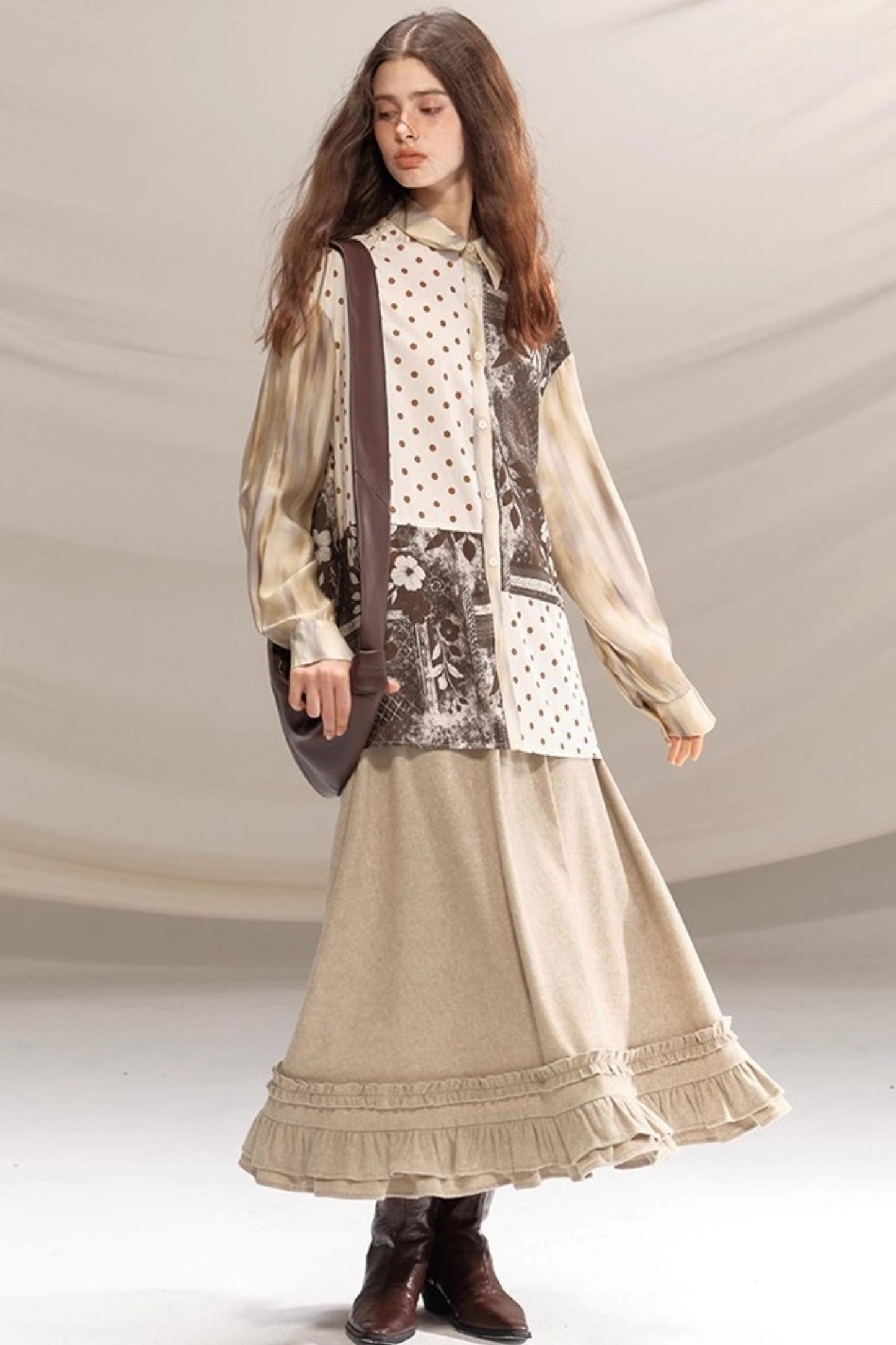 Hazelnut Lace Wool Skirt