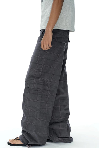 Exitmode Retro Two-Tone Plaid Cargo Pants