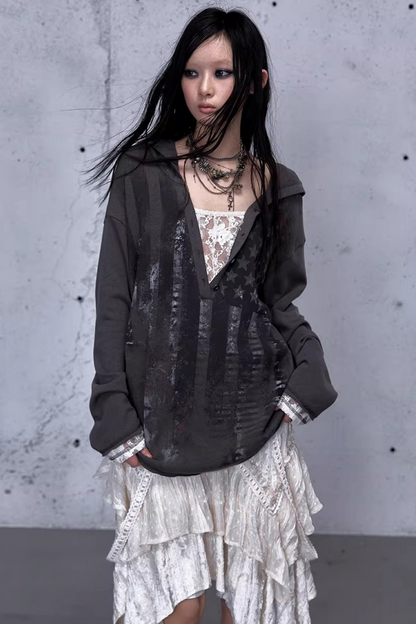 Rebellious Lace Hooded Top