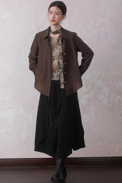 Autumn Acetate Chinese Shirt
