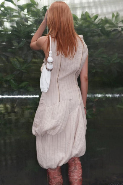 Striped Asymmetrical Deconstructed Dress