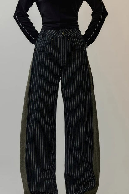 Striped Patchwork Banana Pants