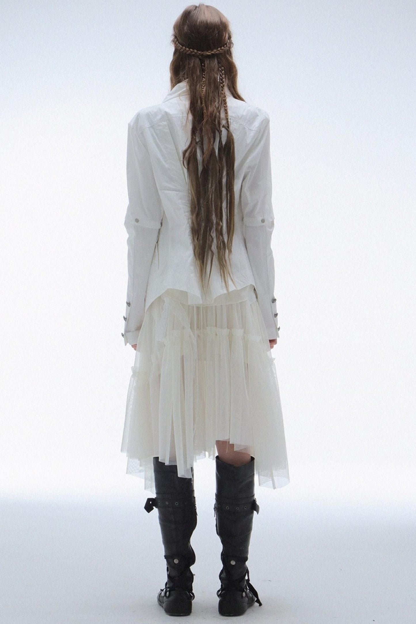 Lace Jacquard Pleated Cake Layered Skirt