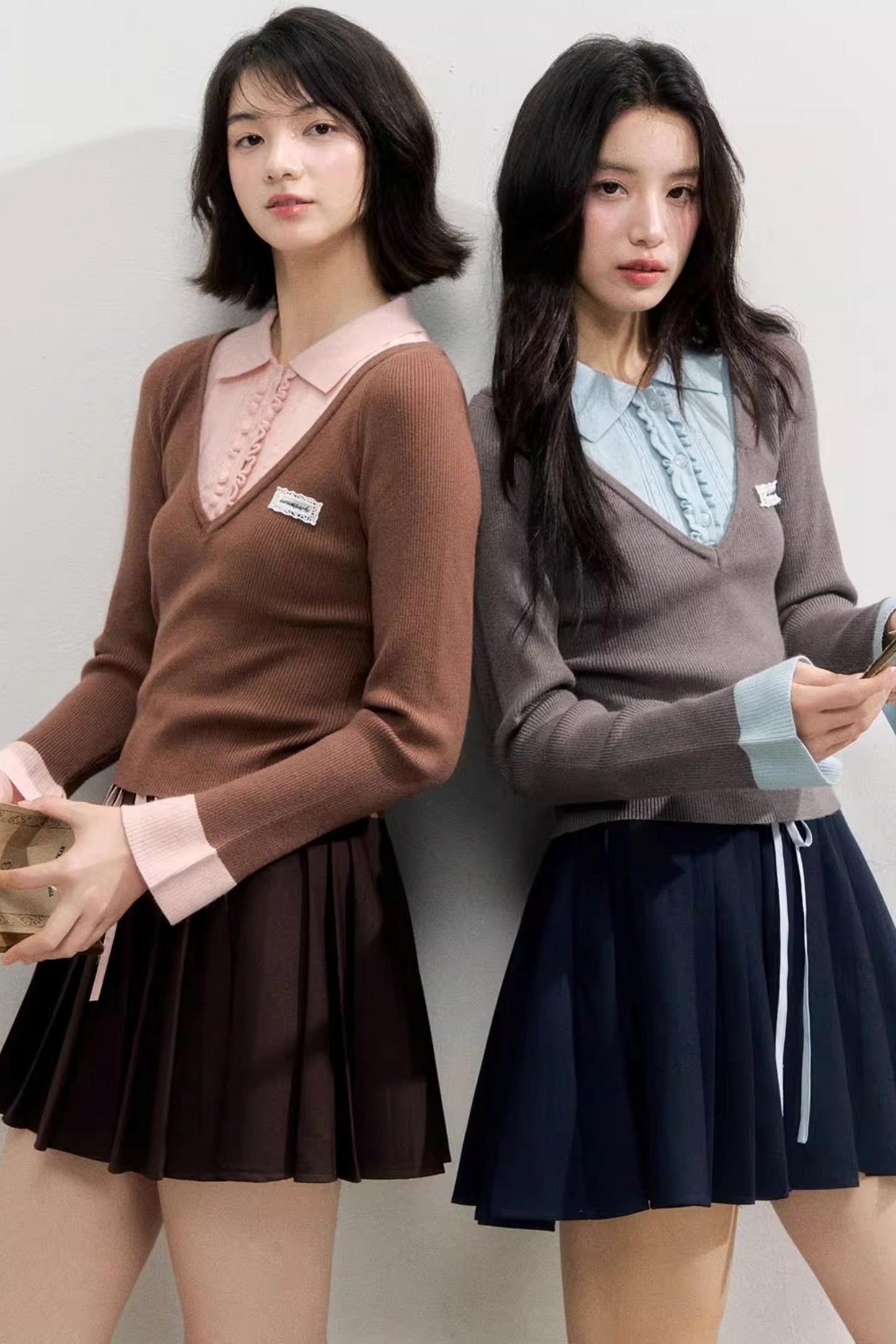 Spliced Waist Collegiate Skirt