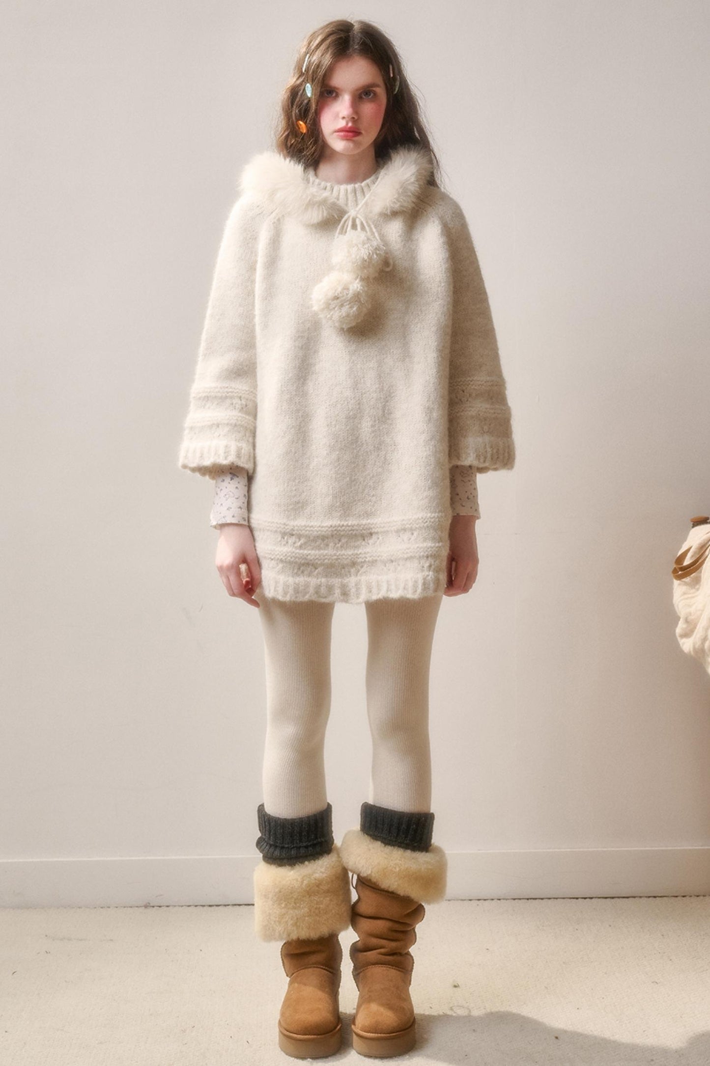 Elegant Hooded Wool Cape Coat