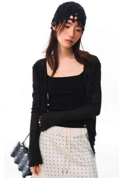 Soft Silhouette Bell Sleeve Knit Cardigan