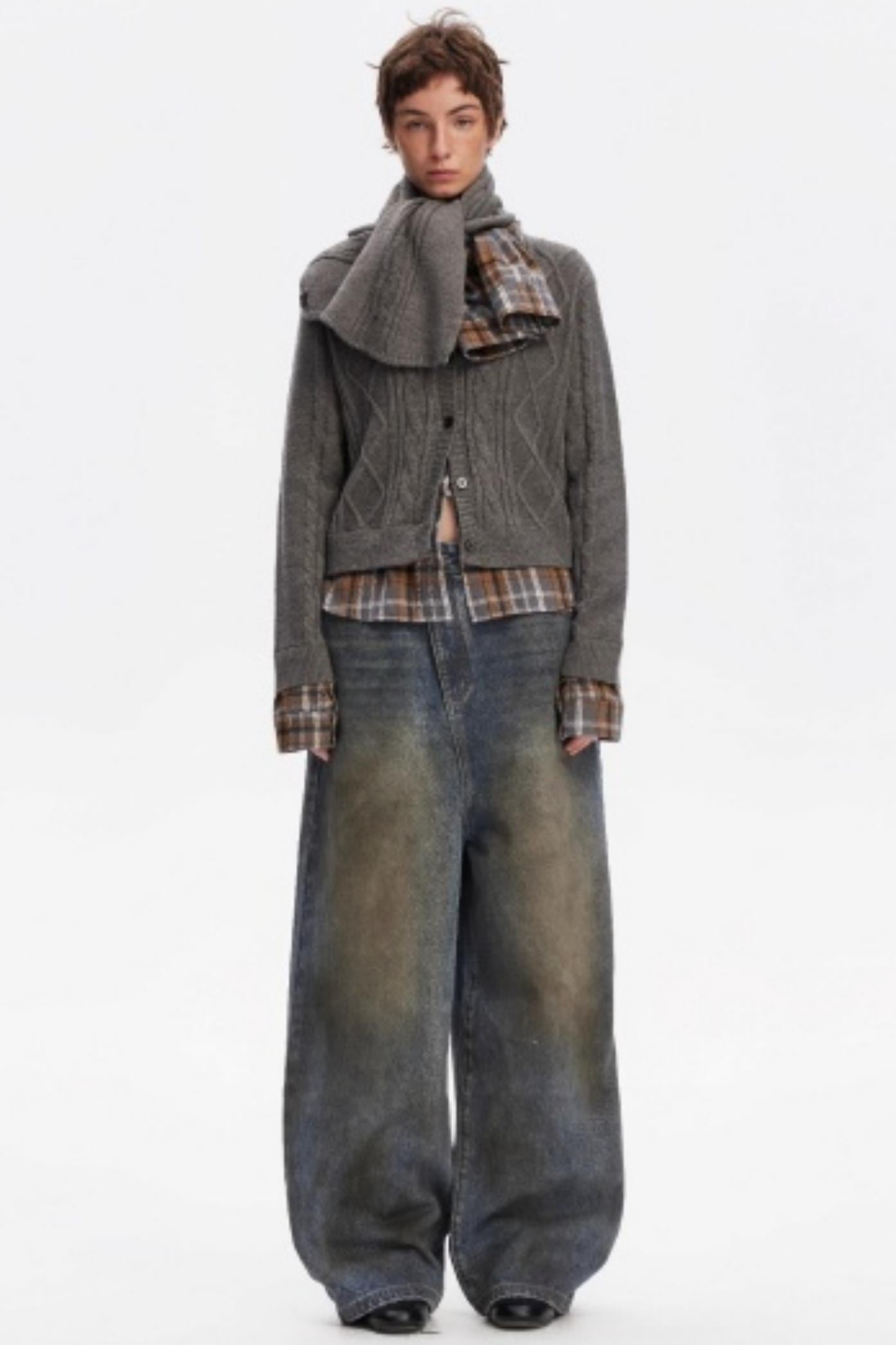 Wool Twist Pattern Cardigan Set-Up