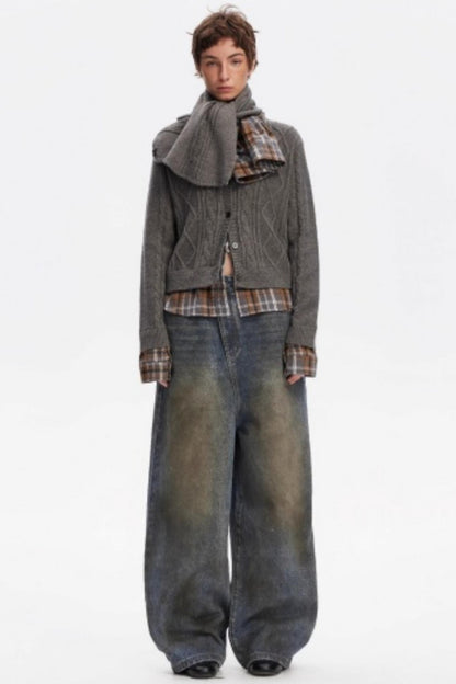 Wool Twist Pattern Cardigan Set-Up