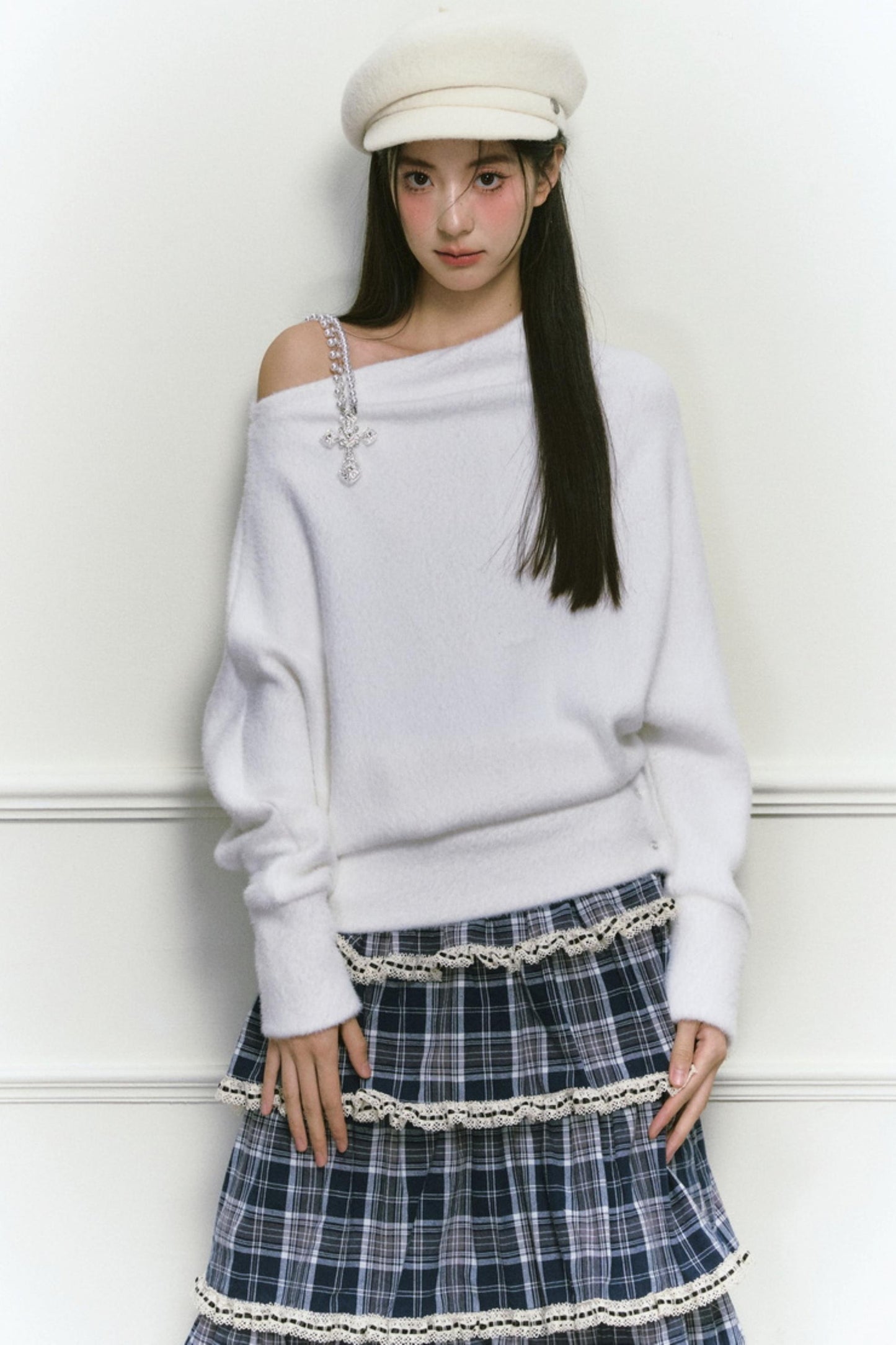 White Foaminck Slouch Sweater