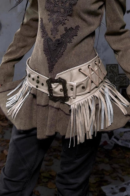 Vintage Punk Fringe Leather Belt