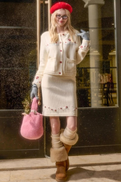 Snow Berry Wool Sweater Skirt Set-Up